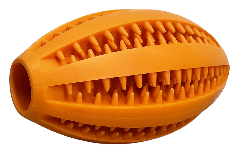 Žvýkací míček pro psy Rugby 12 cm oranžový