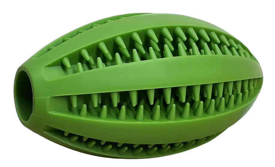 Žvýkací míček pro psy Rugby 12 cm zelený