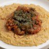 bpf creamy polenta with cheese a garden root a herb powder