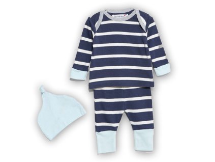 Kojenecký set bavlněný, tričko, kalhoty a čepička, Minoti, IGLOO 5, modrá