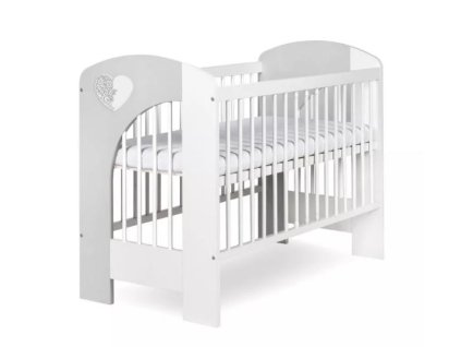 KLUPS Postýlka dětská NEL Srdce 120 x 60 cm bílo-šedá