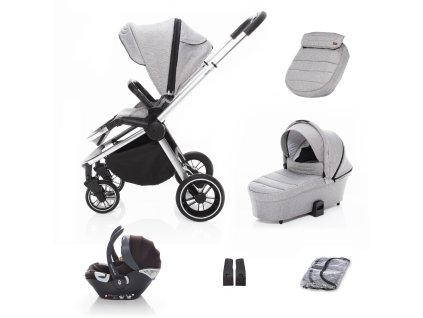 SET kočárek Move+ korba+adaptéry+autosedačka, Silver Grey/Silver
