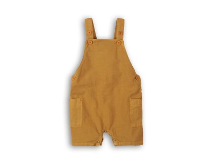 Kraťasy kojenecké lněné s laclem, Minoti, Camel 5, hnědá