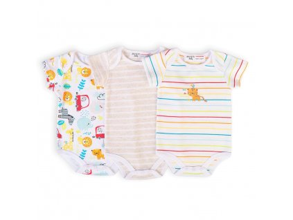 Body kojenecké 3pack, Minoti, Car 10, bílá