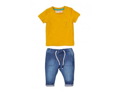 Chlapecký set - tričko a kalhoty džínové, Minoti, Planet 4, žlutá