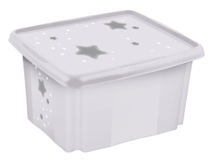 Úložný box s víkem velký "Stars", Bílá II