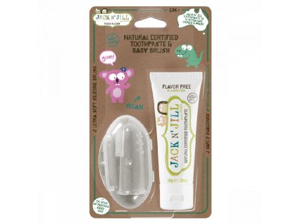 AKČNÍ SET Přírodní zubní pasta Bez příchutě + dětský silikonový zubní kartáček na prst expirace 06/2025