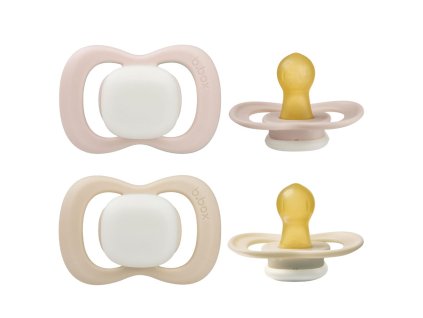 B.BOX - DUDLÍKY Z PŘÍRODNÍHO KAUČUKU 0-6M, 2KS - GLOW BLUSH/LATTE