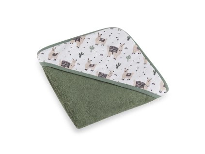 PETITE&MARS Osuška bambusová s kapucí Loulou Lama Vibes 100 x 100 cm