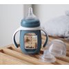 Kojenecká láhev skleněná 2v1 210ml se silikonovou ochranou Blue