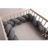 BABYMATEX Chránič do postýlky mušelin pletený cop - šedý 200 cm
