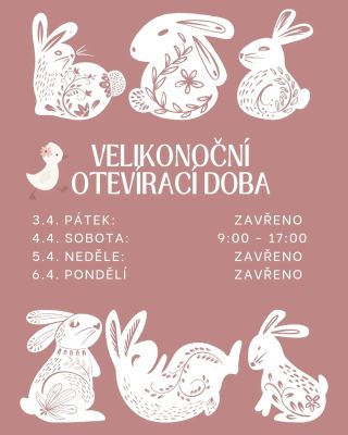 Přejeme vám všem krásné Velikonoce. Na prodejně se uvidíme v sobotu a poté až v úterý. ☺️