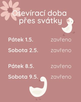 Ostatní dny je otevírací doba nezměněna. Budeme se na vás těšit ❤️