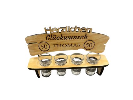 Personalisiert schnapsbänkle mit 4 Gläsern