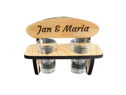Personalisiert Hochzeit schnapsbänkle mit 2 Gläsern