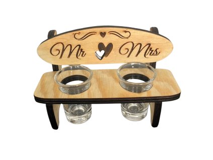 Personalisiert Hochzeit schnapsbänkle mit 2 Gläsern