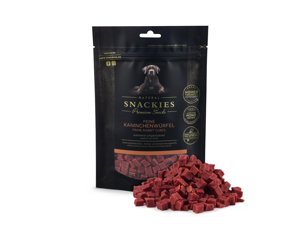 snackies feine kaninchenwuerfel 170g tuete mit produkt