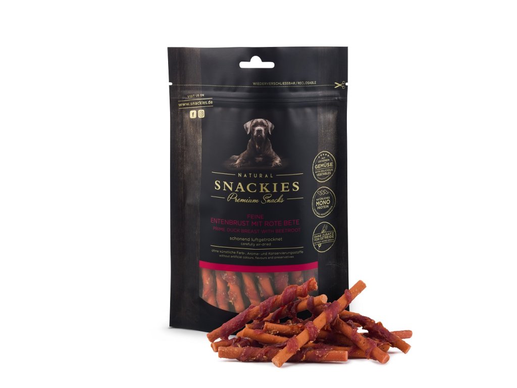 snackies feine entenbrust mit rote beete 170g tuete mit produkt Kopie