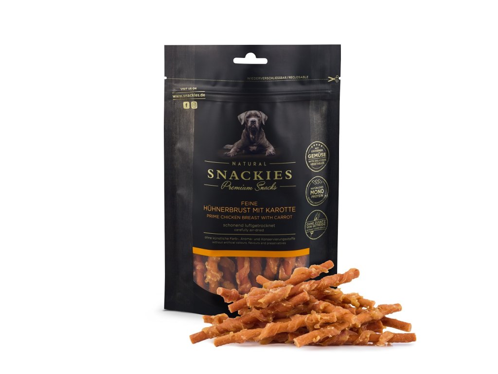 snackies feine huehnerbrust mit karotte 170g tuete mit produkt