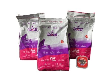 Zvýhodněná sada pro kočky 3x1,2kg Pork & peas+hupple softy beef ZDARMA