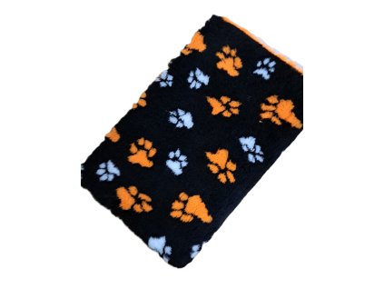 DryBed černá s bílou a oranžovou tlapkou