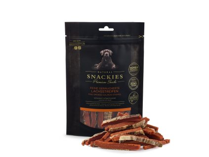 snackies geraeucherte lachsstreifen 170g tuete mit produkt