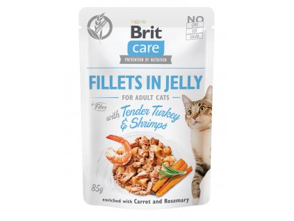 Brit Care Cat Fillets in Jelly with Turkey&Shrimps 85g