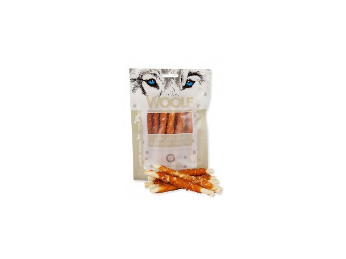 WOOLF chicken and rawhide twister 100g