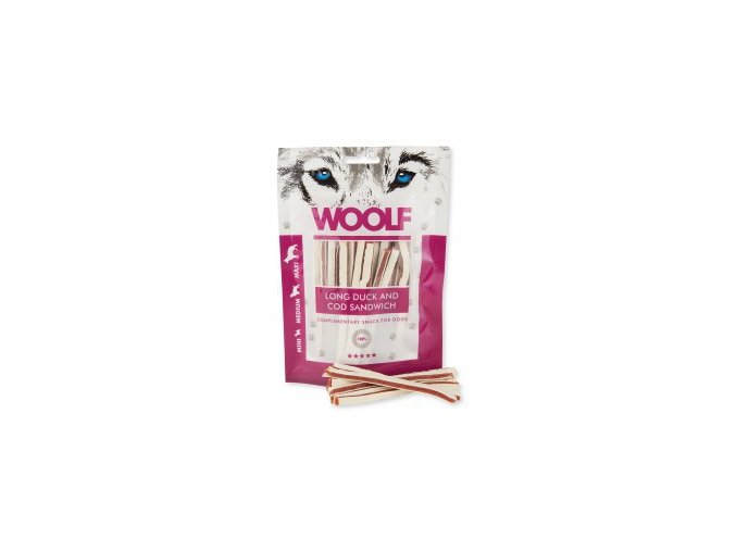 WOOLF soft duck and cod sandwich long 100g