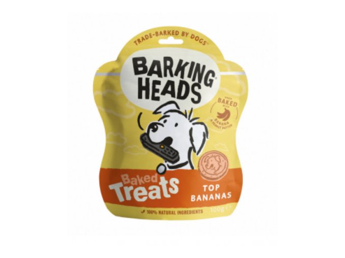 barking heads baked treats top bananas 100g