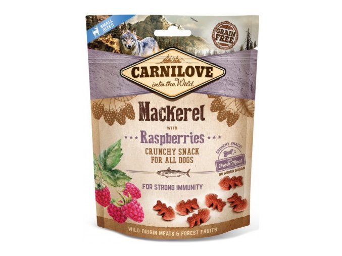 carnilove dog crunchy snack mackerelraspberries 200g