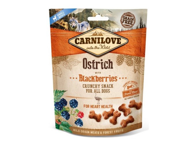 carnilove dog crunchy snack ostrichblackberries 200g