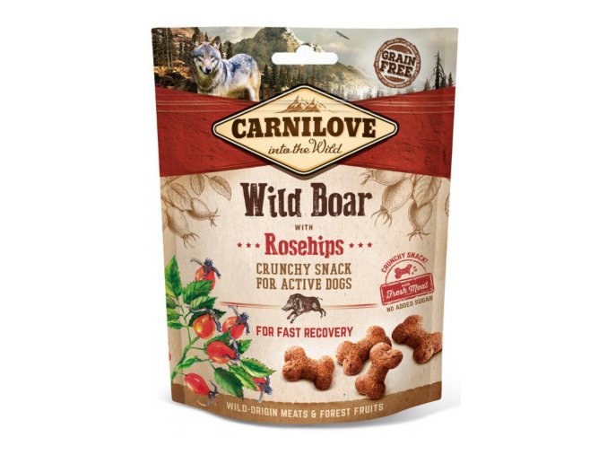 carnilove dog crunchy snack wild boarrosehips 200g