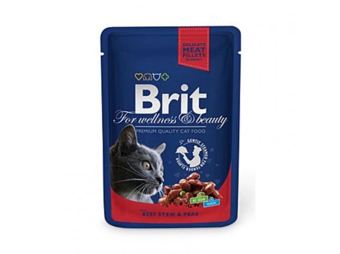 Brit Premium Cat kapsa with Beef Stew & Peas 100g