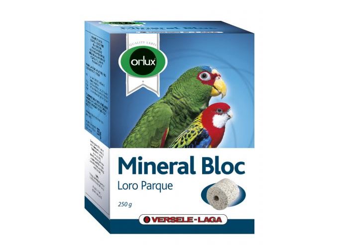 Mineral Bloc Loro Parque - lisovaný grit s koralmi - s dutinou na zavesenie pre veľké druhy vtákov 250g