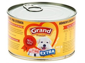 GRAND konzerva šteňa Extra kuracie kúsky 405g