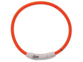 Obojok DOG FANTASY svetelný USB oranžový 45 cm