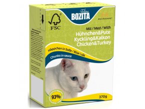 Bozita Cat kúsky v omáčke morka+kuracie Tetrapak 370g