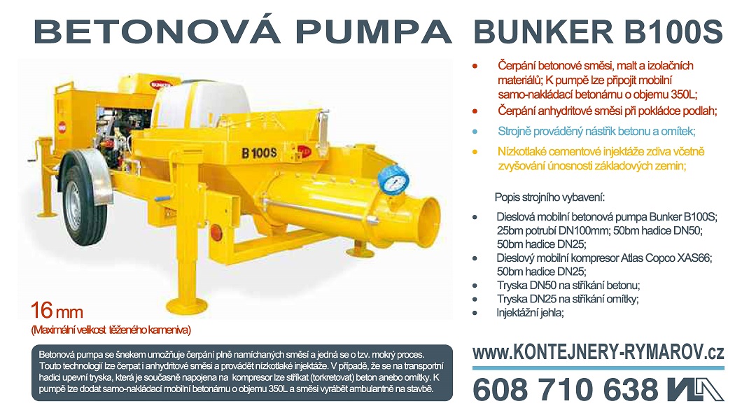 Betonová pumpa bunker b100s
