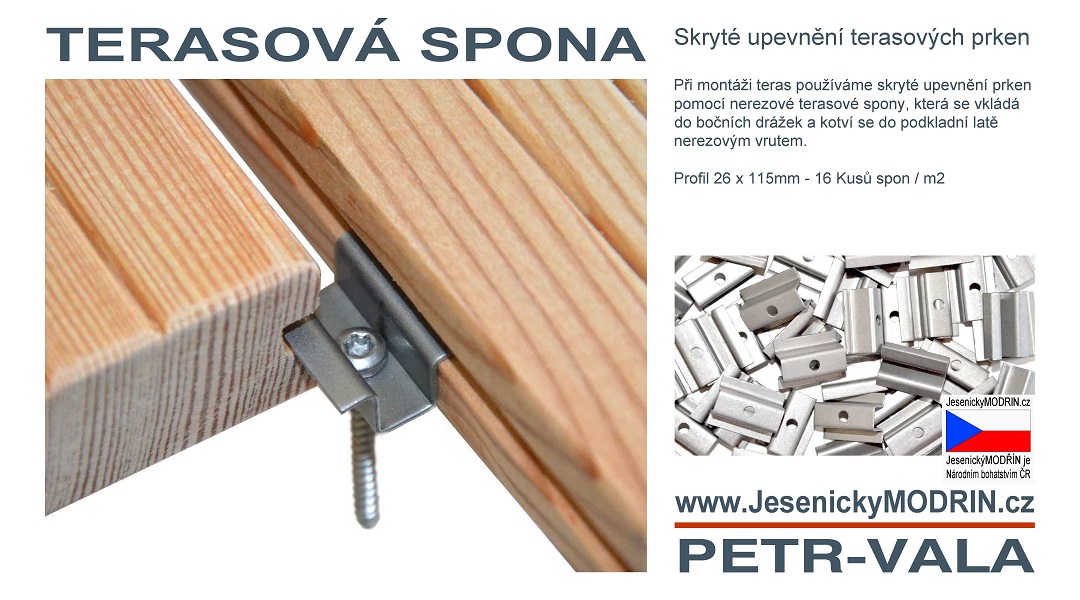 Skryté upevnění terasového profilu pomocí nerezové terasové spony