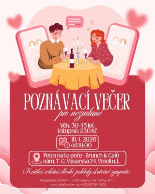 Seznamovací večer č. 2 VEČER, KDE SE MŮŽETE POTKAT 18. 4. od 19:00 h v kavárně Petranatopeče ——————————————————— Ne každý...