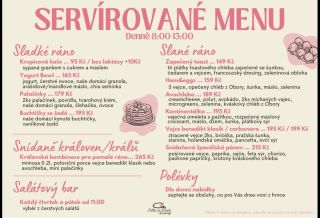 Od neděle 8. 3. 2026 si u nás můžete pochutnat na novém servírovaném menu. Připravujeme vám jej denně od 8 do 13 hodin!...