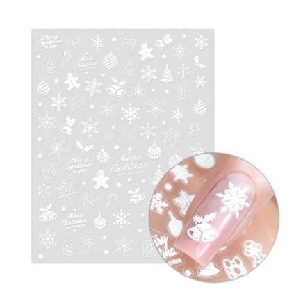Vánoční samolepky na nehty 3D sněhový perníček, baňky SD2076
