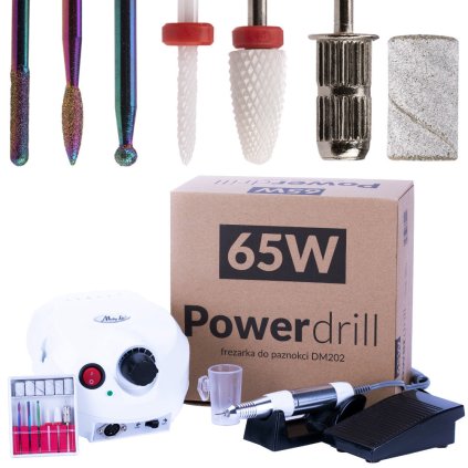 Bruska 65W se sadou profesionálních fréz Powerdrill DM202 MollyLac bílá
