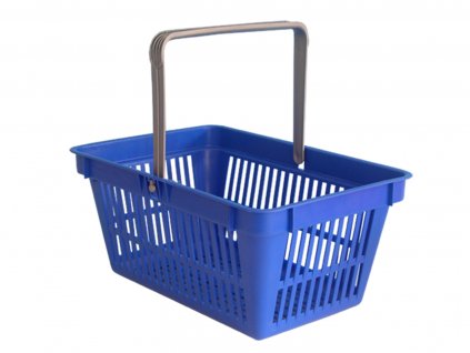 Plastový nákupní košík 1 držadlo, velikost 20,5x30,5x44,5 cm, objem 22 l, modrá
