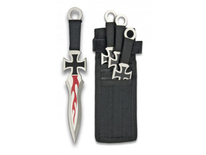 sada vrhacích nožů - set de tres lanzadores con funda de nylon