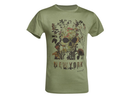 eng pm PRINTED T SHIRT SKULL WITH FLOWERS D FIVE OD GREEN 44405 1