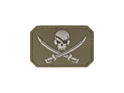 nášivka -3D SKULL/SWORDS OLIV