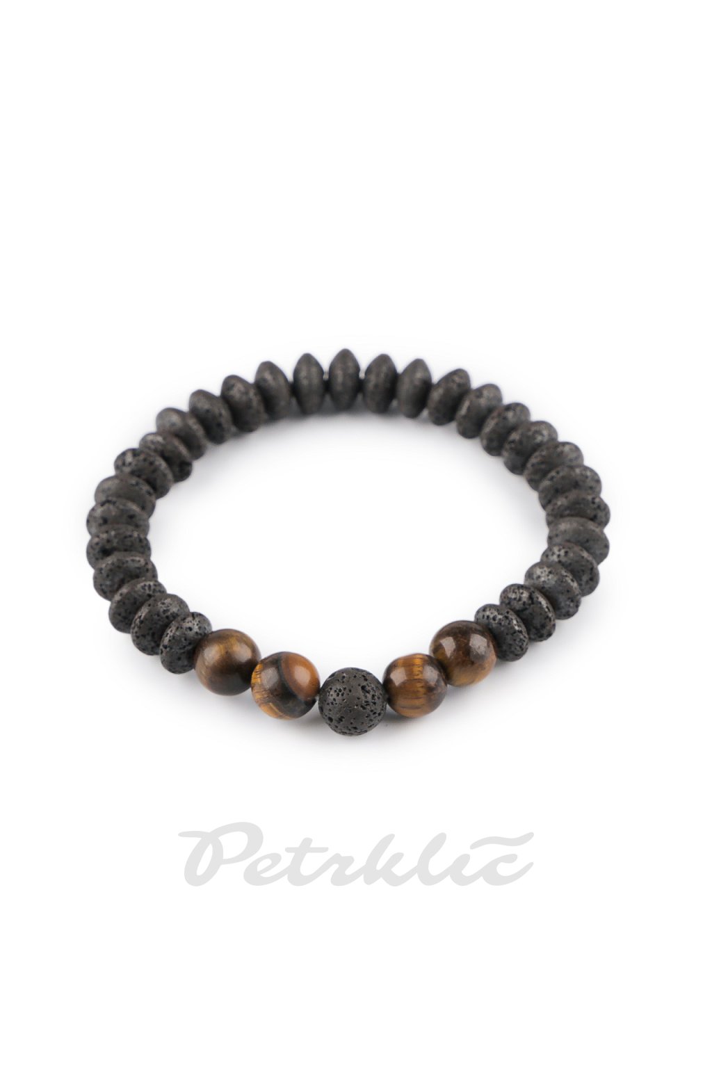 Náramek pružný z minerálů, láva, unisex L370502 (Varianta 1 černá)