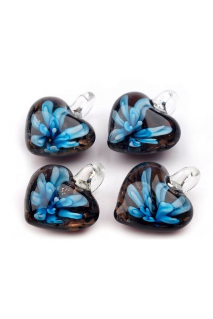 Skleněný přívěsek srdce 21 x 21 mm  L9100716